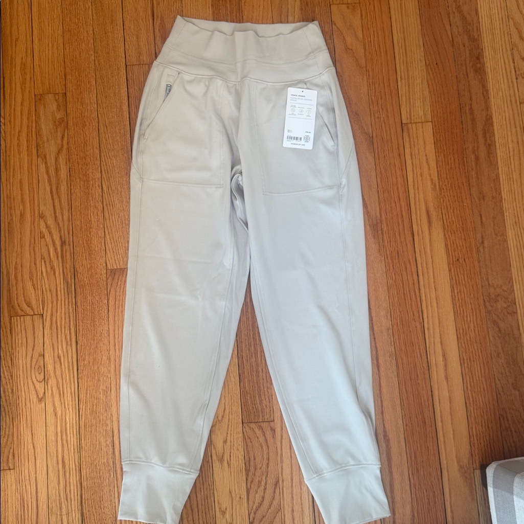Women’s High-Waist Track Joggers In Light Beige